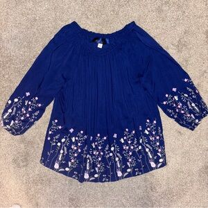Blue Floral Blouse
